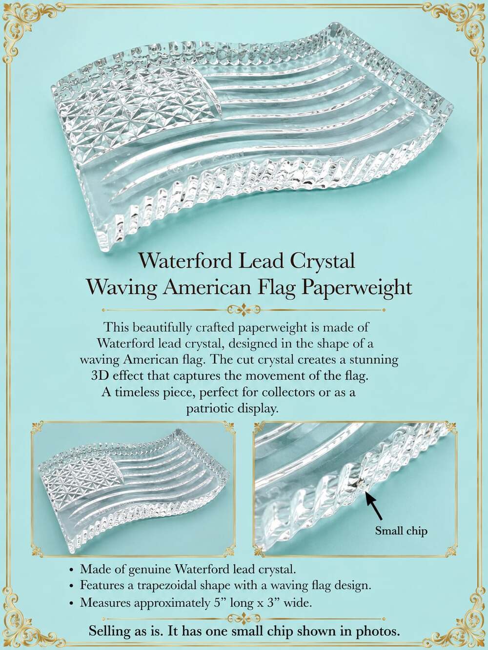 Sold at Auction: Waterford Crystal Flag Tumblers & Paperweight